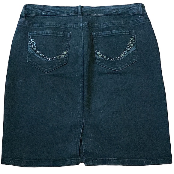 Denim Shirt, Black Midi Denim Skirt, Code Bleu Denim Skirt, Midi Denim Skirt - Picture 5 of 13